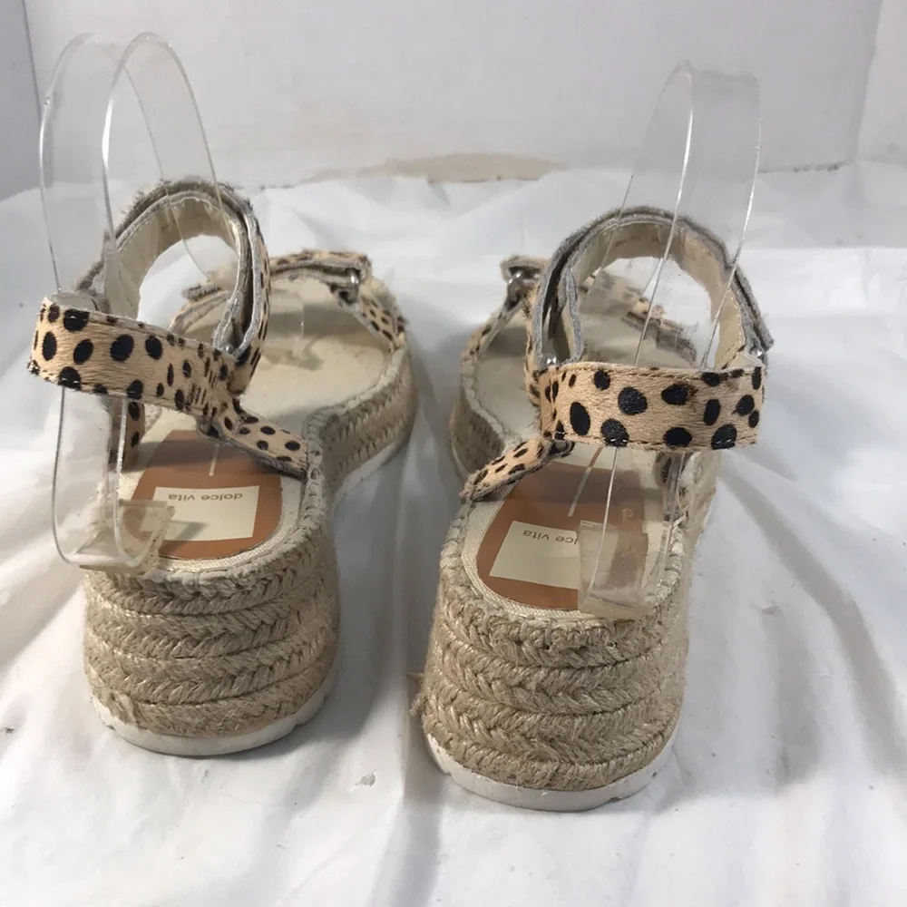 Dolce Vita Myra Women’s Leopard Print Fur Espadrille Adjustable Platform Sandals
